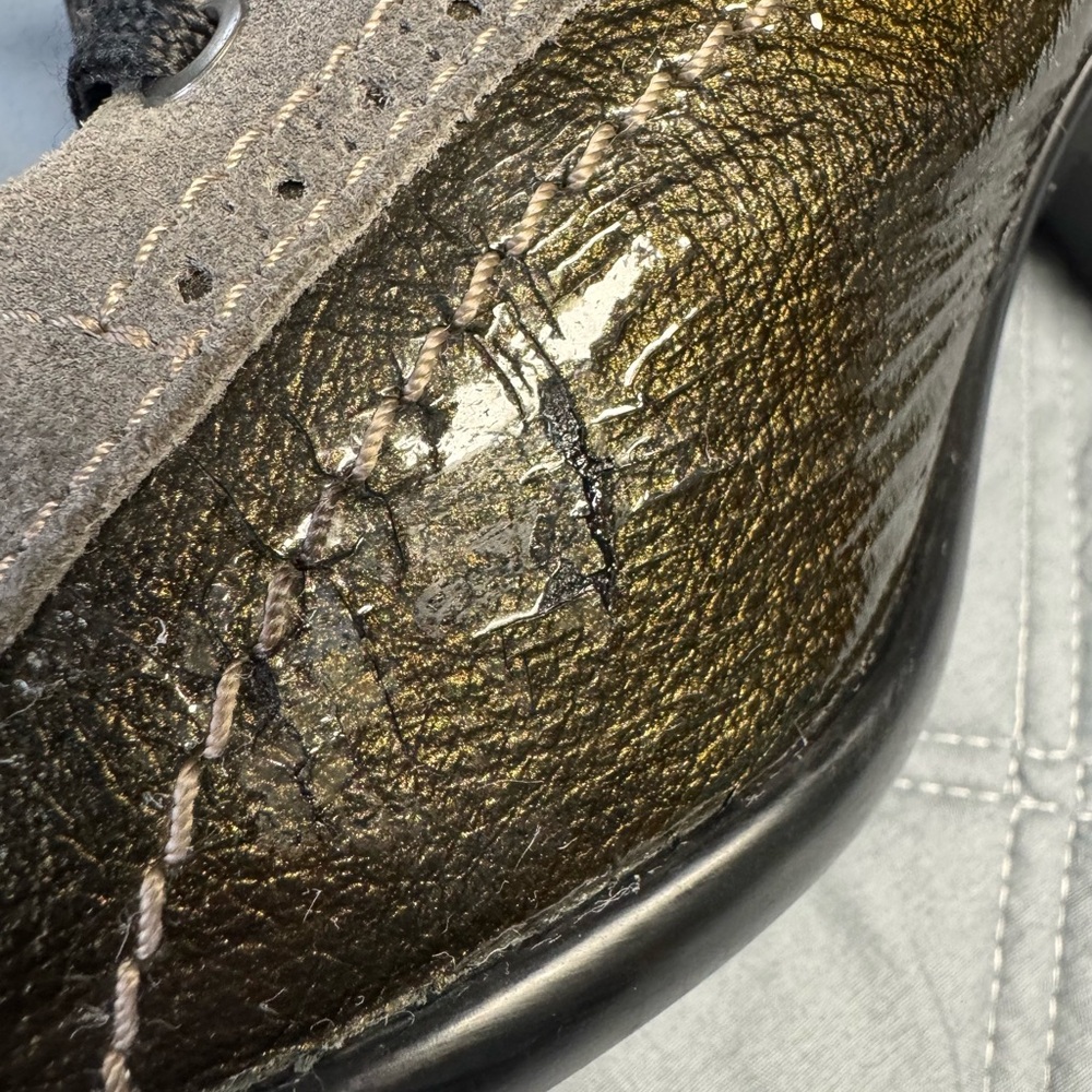 Dromedaris Leather Lace-Up Olive Green Oxford Shoes - Picture 10 of 11
